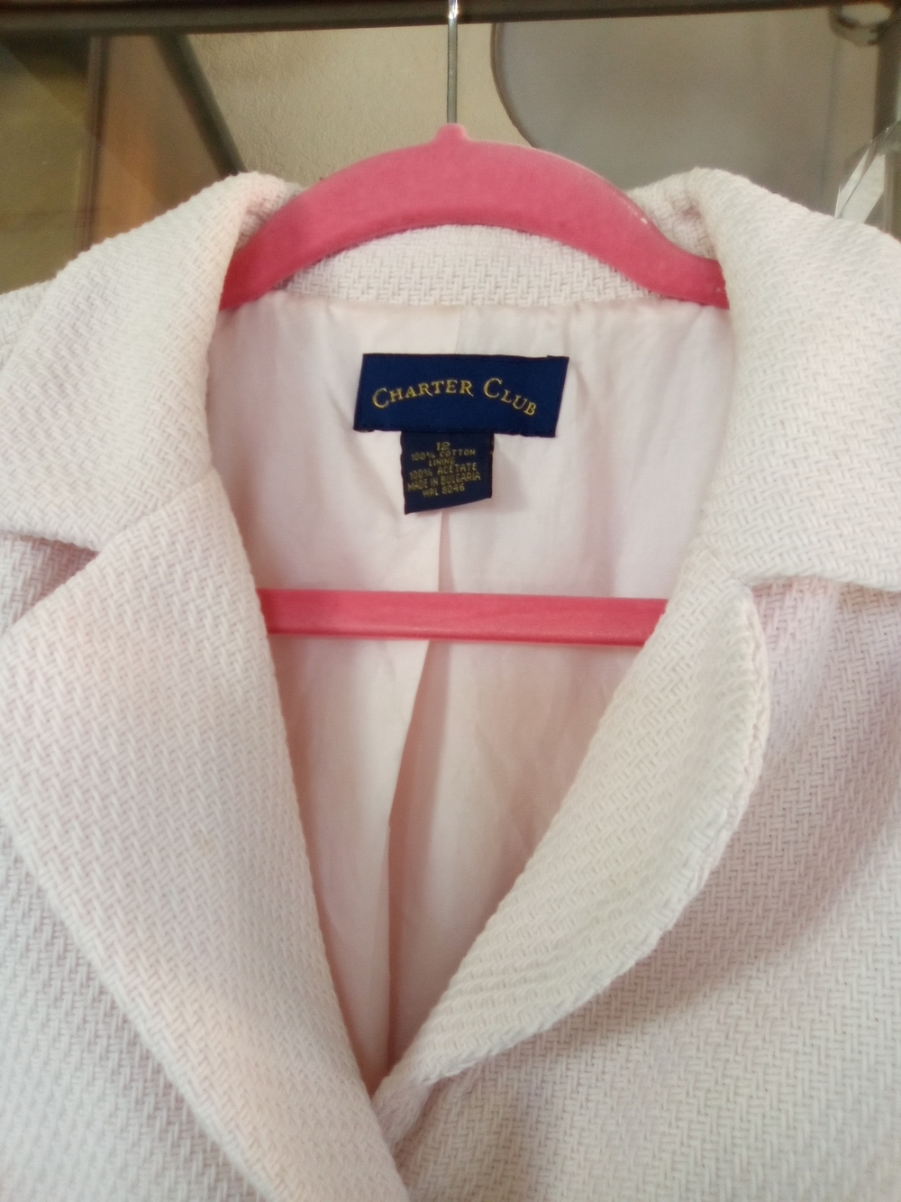 Charter Club Pale Pink Textured Button Blazer - Picture 2 of 2